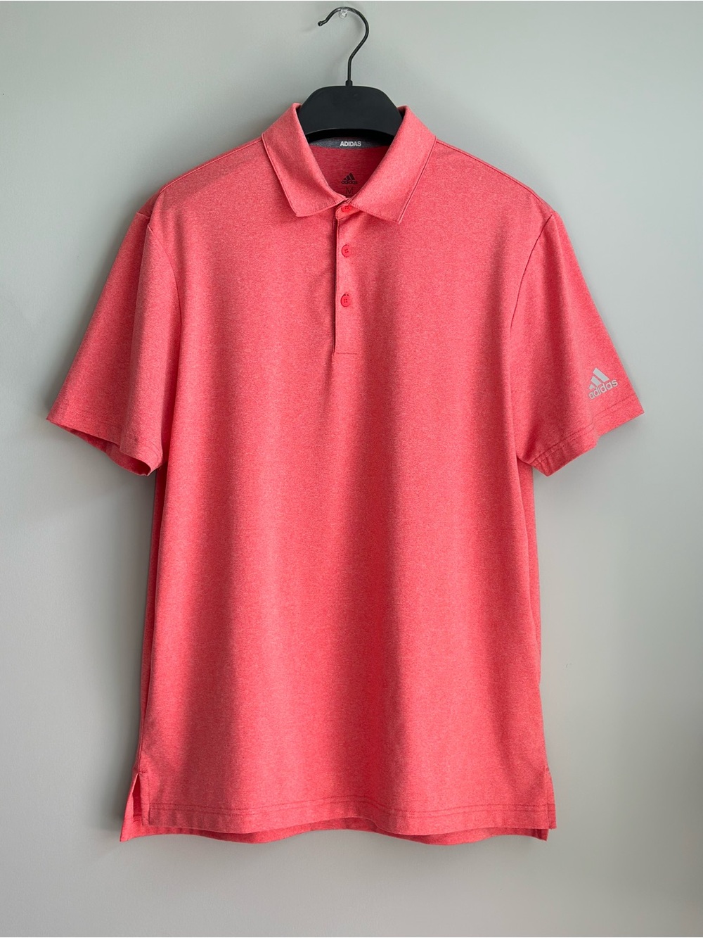 Adidas Polo Shirt Mens MEDIUM Dark Pink Solid Golf Performance Short Sleeve Top